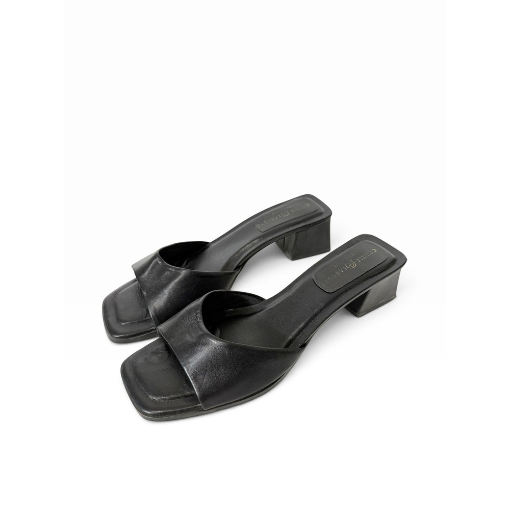 Chinese Laundry Liinda Black Slide Sandals Block Heel Mule Sandals Size 10